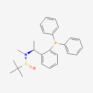 (R)-N-((S)-1-(2-(Diphenylphosphaneyl)phenyl)ethyl)-N,2-dimethylpropane-2-sulfinamide chemical structure