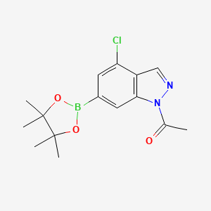 1-(4-Chloro-6-(4,4,5,5-tetramethyl-1,3,2-dioxaborolan-2-yl)-1H-indazol-1-yl)ethan-1-one chemical structure