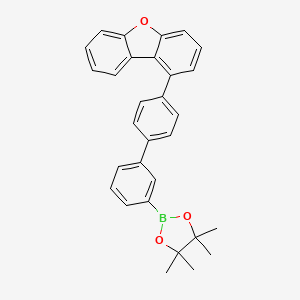 2-(4'-(Dibenzo[b,d]furan-1-yl)-[1,1'-biphenyl]-3-yl)-4,4,5,5-tetramethyl-1,3,2-dioxaborolane chemical structure