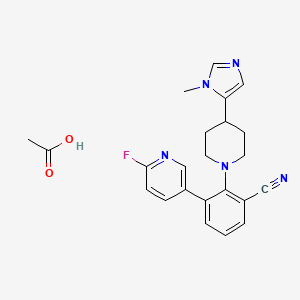 3-(6-Fluoropyridin-3-yl)-2-(4-(1-methyl-1H-imidazol-5-yl)piperidin-1-yl)benzonitrile acetate chemical structure