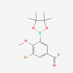 3-Bromo-4-methoxy-5-(4,4,5,5-tetramethyl-1,3,2-dioxaborolan-2-yl)benzaldehyde chemical structure