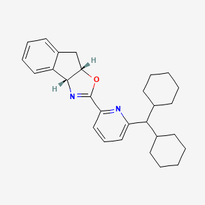 (3aR,8aS)-2-(6-(Dicyclohexylmethyl)pyridin-2-yl)-3a,8a-dihydro-8H-indeno[1,2-d]oxazole chemical structure