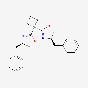 (4R,4'R)-2,2'-(Cyclobutane-1,1-diyl)bis(4-benzyl-4,5-dihydrooxazole) chemical structure