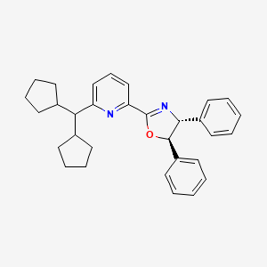 (4R,5R)-2-(6-(Dicyclopentylmethyl)pyridin-2-yl)-4,5-diphenyl-4,5-dihydrooxazole chemical structure