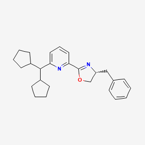 (R)-4-Benzyl-2-(6-(dicyclopentylmethyl)pyridin-2-yl)-4,5-dihydrooxazole chemical structure