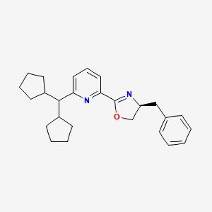 (S)-4-Benzyl-2-(6-(dicyclopentylmethyl)pyridin-2-yl)-4,5-dihydrooxazole chemical structure