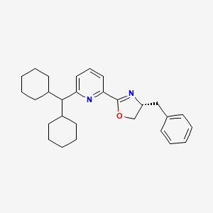 (R)-4-Benzyl-2-(6-(dicyclohexylmethyl)pyridin-2-yl)-4,5-dihydrooxazole chemical structure