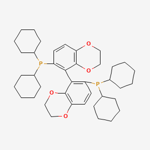 (R)-6,6'-Bis(dicyclohexylphosphino)-2,2',3,3'-tetrahydro-5,5'-bibenzo[b][1,4]dioxine chemical structure