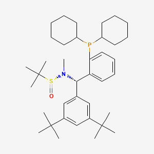 (R)-N-((S)-(3,5-Di-tert-butylphenyl)(2-(dicyclohexylphosphaneyl)phenyl)methyl)-N,2-dimethylpropane-2-sulfinamide chemical structure
