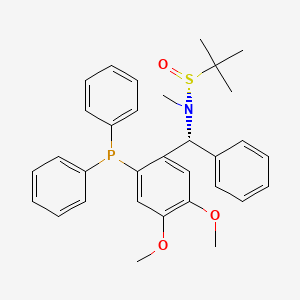 (R)-N-((R)-(2-(Diphenylphosphaneyl)-4,5-dimethoxyphenyl)(phenyl)methyl)-N,2-dimethylpropane-2-sulfinamide chemical structure