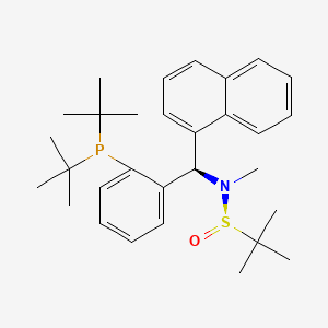 (R)-N-((R)-(2-(Di-tert-butylphosphanyl)phenyl)(naphthalen-1-yl)methyl)-N,2-dimethylpropane-2-sulfinamide chemical structure