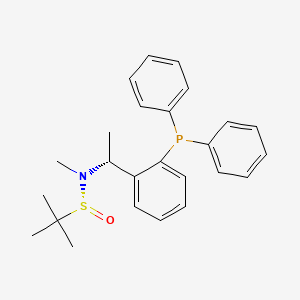 (R)-N-((R)-1-(2-(Diphenylphosphaneyl)phenyl)ethyl)-N,2-dimethylpropane-2-sulfinamide chemical structure