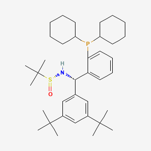 (R)-N-((S)-(3,5-Di-tert-butylphenyl)(2-(dicyclohexylphosphaneyl)phenyl)methyl)-2-methylpropane-2-sulfinamide chemical structure