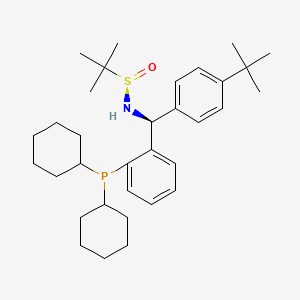 (R)-N-((S)-(4-(tert-Butyl)phenyl)(2-(dicyclohexylphosphaneyl)phenyl)methyl)-2-methylpropane-2-sulfinamide chemical structure