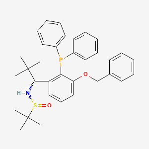 (R)-N-((R)-1-(3-(Benzyloxy)-2-(diphenylphosphanyl)phenyl)-2,2-dimethylpropyl)-2-methylpropane-2-sulfinamide chemical structure