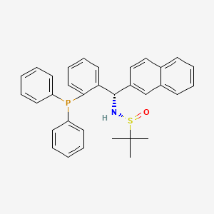 (R)-N-((S)-(2-(Diphenylphosphaneyl)phenyl)(naphthalen-2-yl)methyl)-2-methylpropane-2-sulfinamide chemical structure