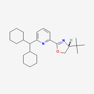 (R)-4-(tert-Butyl)-2-(6-(dicyclohexylmethyl)pyridin-2-yl)-4,5-dihydrooxazole chemical structure