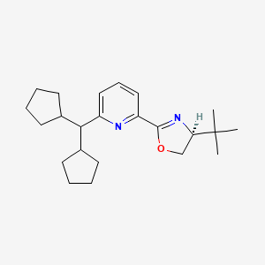 (S)-4-(tert-Butyl)-2-(6-(dicyclopentylmethyl)pyridin-2-yl)-4,5-dihydrooxazole chemical structure