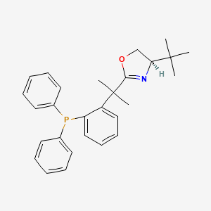 (R)-4-(tert-Butyl)-2-(2-(2-(diphenylphosphino)phenyl)propan-2-yl)-4,5-dihydrooxazole chemical structure