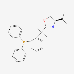 (R)-2-(2-(2-(Diphenylphosphino)phenyl)propan-2-yl)-4-isopropyl-4,5-dihydrooxazole chemical structure
