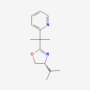 (R)-4-Isopropyl-2-(2-(pyridin-2-yl)propan-2-yl)-4,5-dihydrooxazole chemical structure