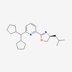 (S)-2-(6-(Dicyclopentylmethyl)pyridin-2-yl)-4-isobutyl-4,5-dihydrooxazole chemical structure