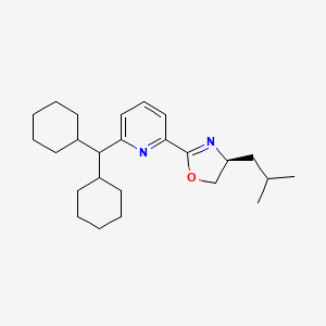 (S)-2-(6-(Dicyclohexylmethyl)pyridin-2-yl)-4-isobutyl-4,5-dihydrooxazole chemical structure