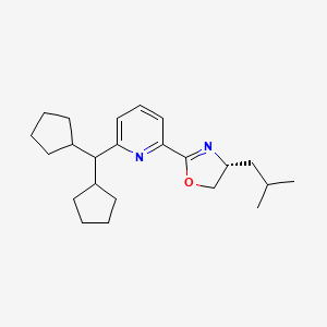 (R)-2-(6-(Dicyclopentylmethyl)pyridin-2-yl)-4-isobutyl-4,5-dihydrooxazole chemical structure