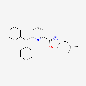 (R)-2-(6-(Dicyclohexylmethyl)pyridin-2-yl)-4-isobutyl-4,5-dihydrooxazole chemical structure