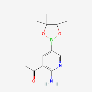 1-(2-Amino-5-(4,4,5,5-tetramethyl-1,3,2-dioxaborolan-2-yl)pyridin-3-yl)ethan-1-one chemical structure