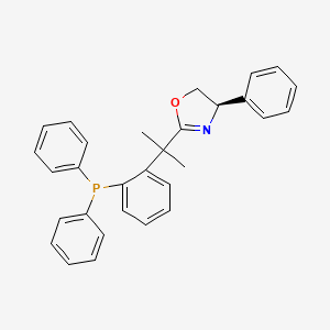 (R)-2-(2-(2-(Diphenylphosphino)phenyl)propan-2-yl)-4-phenyl-4,5-dihydrooxazole chemical structure