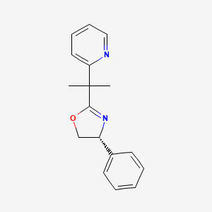 (R)-4-Phenyl-2-(2-(pyridin-2-yl)propan-2-yl)-4,5-dihydrooxazole chemical structure