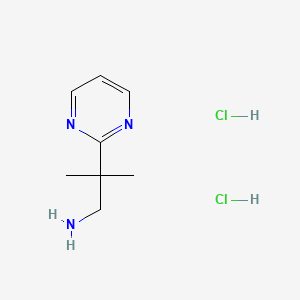 2-Methyl-2-(pyrimidin-2-yl)propan-1-amine dihydrochloride chemical structure