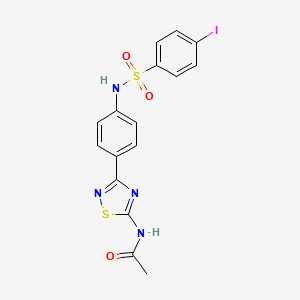N-(3-(4-((4-iodophenyl)sulfonamido)phenyl)-1,2,4-thiadiazol-5-yl)acetamide chemical structure