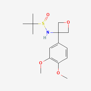 N-(3-(3,4-Dimethoxyphenyl)oxetan-3-yl)-2-methylpropane-2-sulfinamide chemical structure