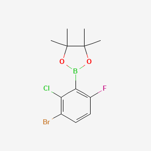 2-(3-Bromo-2-chloro-6-fluorophenyl)-4,4,5,5-tetramethyl-1,3,2-dioxaborolane chemical structure