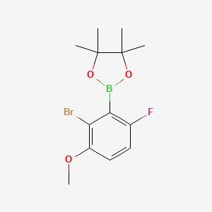 2-(2-Bromo-6-fluoro-3-methoxyphenyl)-4,4,5,5-tetramethyl-1,3,2-dioxaborolane chemical structure