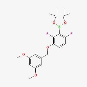2-(3-((3,5-Dimethoxybenzyl)oxy)-2,6-difluorophenyl)-4,4,5,5-tetramethyl-1,3,2-dioxaborolane chemical structure