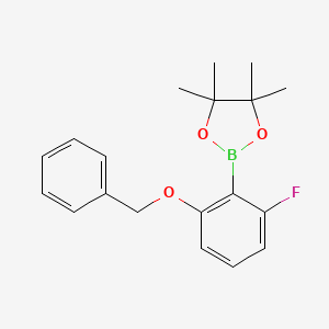 2-(2-(Benzyloxy)-6-fluorophenyl)-4,4,5,5-tetramethyl-1,3,2-dioxaborolane chemical structure