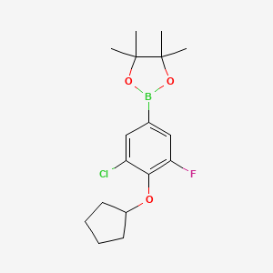 2-(3-Chloro-4-(cyclopentyloxy)-5-fluorophenyl)-4,4,5,5-tetramethyl-1,3,2-dioxaborolane chemical structure