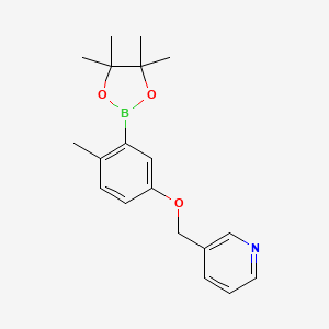 3-((4-Methyl-3-(4,4,5,5-tetramethyl-1,3,2-dioxaborolan-2-yl)phenoxy)methyl)pyridine chemical structure