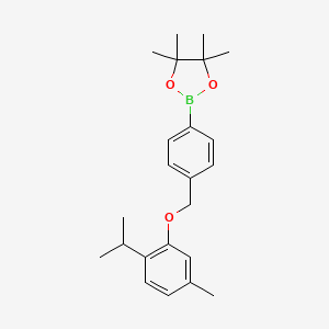 2-(4-((2-Isopropyl-5-methylphenoxy)methyl)phenyl)-4,4,5,5-tetramethyl-1,3,2-dioxaborolane chemical structure