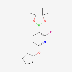 6-(Cyclopentyloxy)-2-fluoro-3-(4,4,5,5-tetramethyl-1,3,2-dioxaborolan-2-yl)pyridine chemical structure