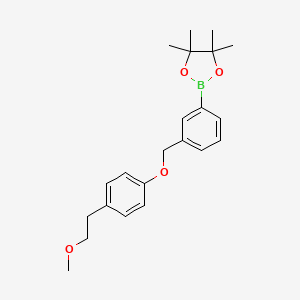 2-(3-((4-(2-Methoxyethyl)phenoxy)methyl)phenyl)-4,4,5,5-tetramethyl-1,3,2-dioxaborolane chemical structure