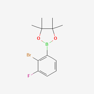 2-(2-Bromo-3-fluorophenyl)-4,4,5,5-tetramethyl-1,3,2-dioxaborolane chemical structure