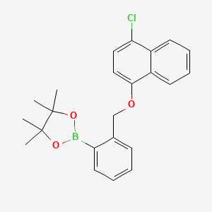 2-(2-(((4-Chloronaphthalen-1-yl)oxy)methyl)phenyl)-4,4,5,5-tetramethyl-1,3,2-dioxaborolane chemical structure