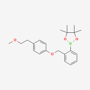 2-(2-((4-(2-Methoxyethyl)phenoxy)methyl)phenyl)-4,4,5,5-tetramethyl-1,3,2-dioxaborolane chemical structure