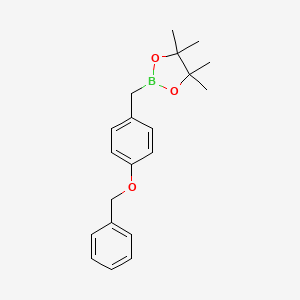 2-(4-(Benzyloxy)benzyl)-4,4,5,5-tetramethyl-1,3,2-dioxaborolane chemical structure