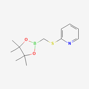 2-(((4,4,5,5-Tetramethyl-1,3,2-dioxaborolan-2-yl)methyl)thio)pyridine chemical structure