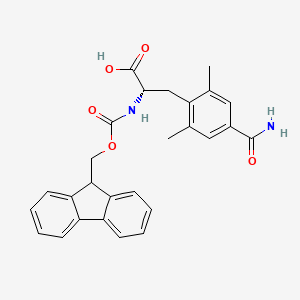 (S)-2-((((9H-Fluoren-9-yl)methoxy)carbonyl)amino)-3-(4-carbamoyl-2,6-dimethylphenyl)propanoic acid chemical structure